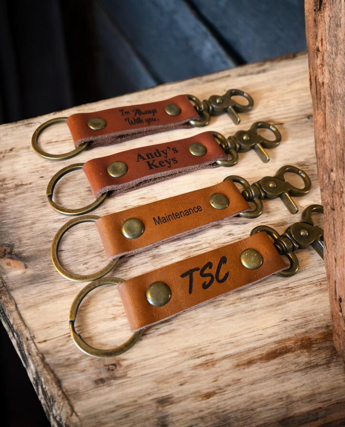 Personalized Leather Keychain, Custom Key fob, Leather keychain With Trigger Snap, Engraved Leather Keychain, Gift For Him, Wedding Gift