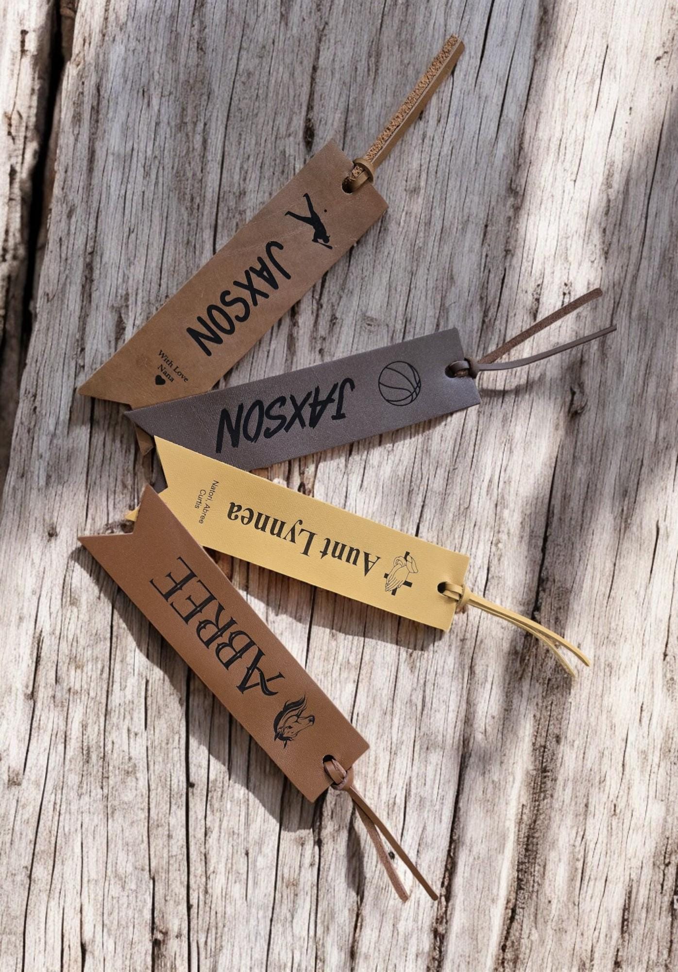 Personalized Leather Name Bookmark, Custom Engraved Leather Bookmark, Gift for Booklover, Grandchild Birthday Gift, Book Reading Enthusiast