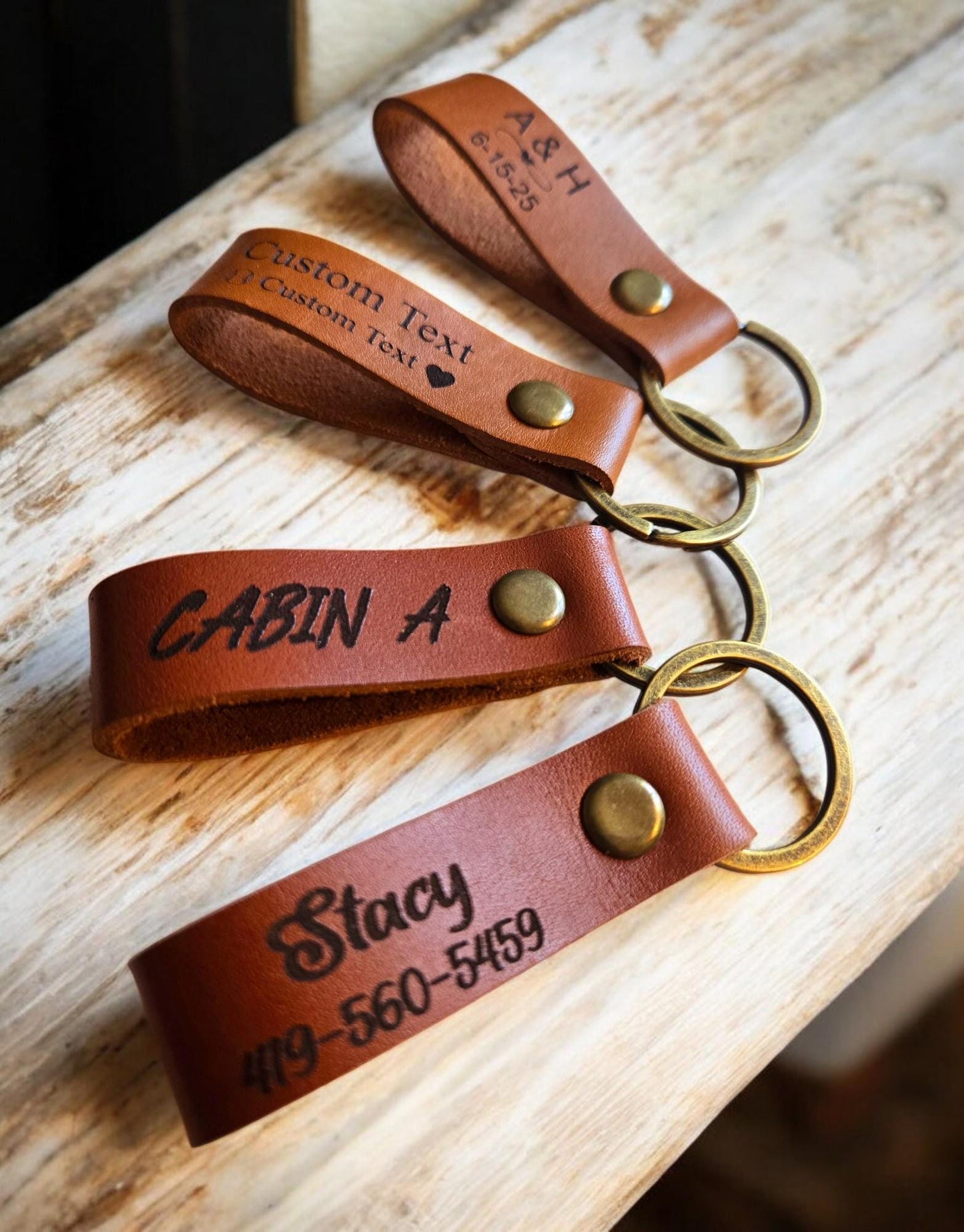 Personalized Leather Keychain, Custom Key fob, Leather keychain, Engraved Leather Keychain, Gift For Him, Wedding Gift, Anniversary Gift