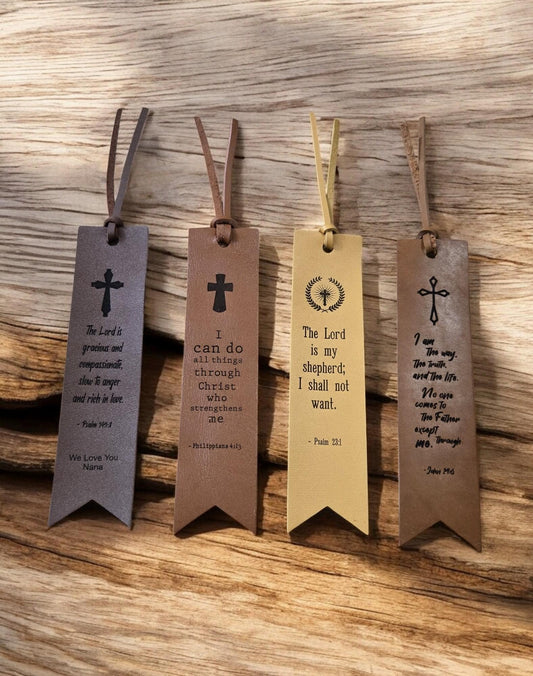 Personalized Bible Verse Bookmark, Custom Engraved Leather Bookmark, Bible Study Religious Gifts, Scripture Book Mark, Gift for Booklover