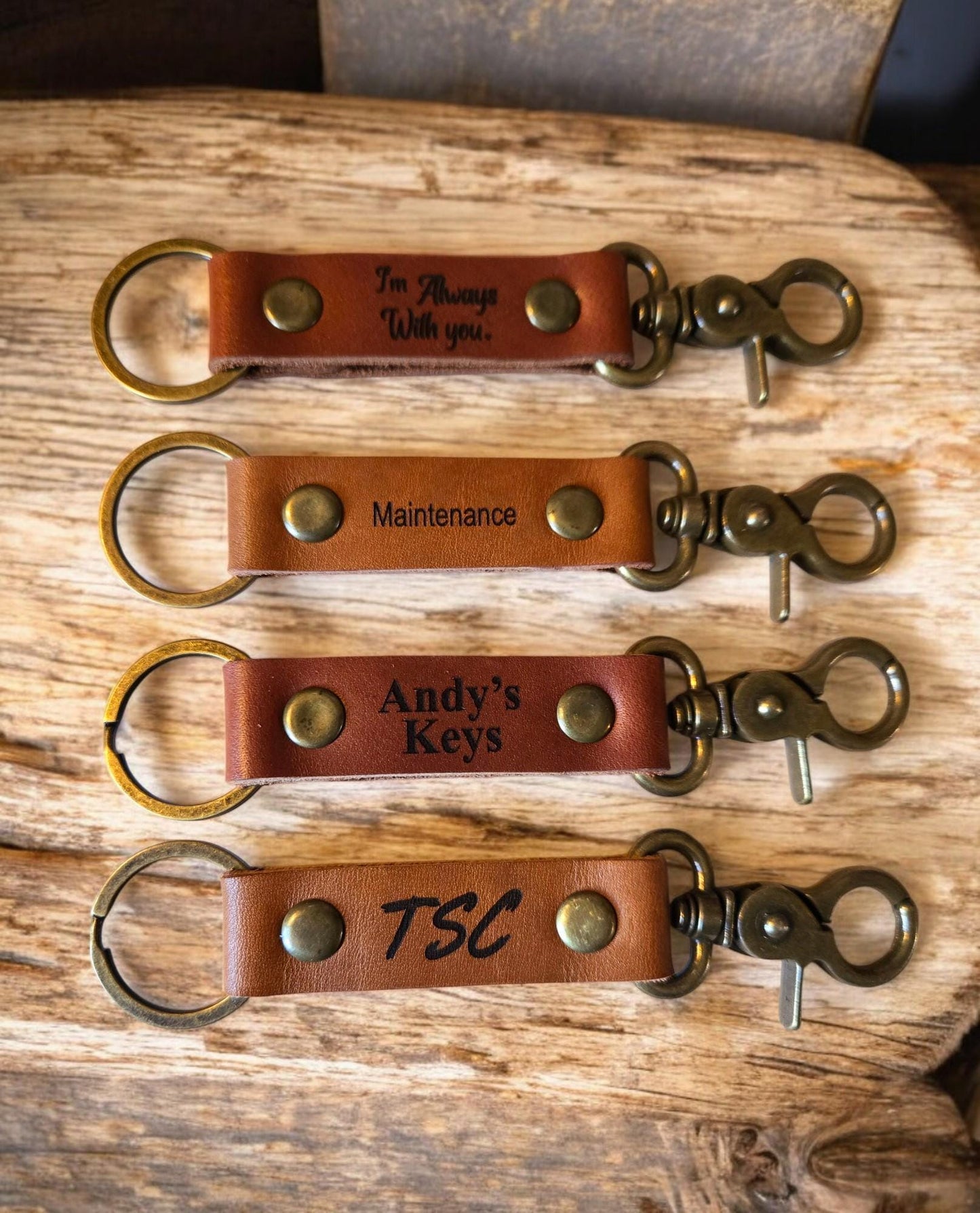 Personalized Leather Keychain, Custom Key fob, Leather keychain With Trigger Snap, Engraved Leather Keychain, Gift For Him, Wedding Gift