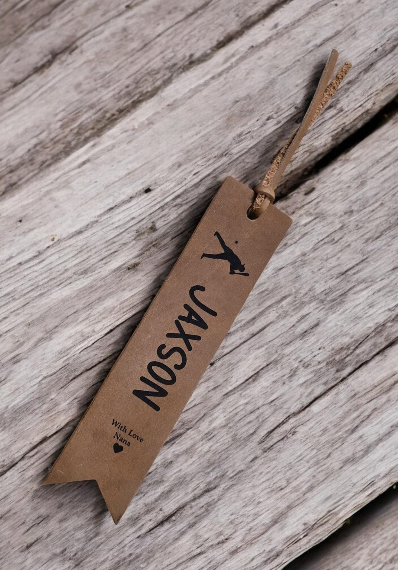 Personalized Leather Name Bookmark, Custom Engraved Leather Bookmark, Gift for Booklover, Grandchild Birthday Gift, Book Reading Enthusiast