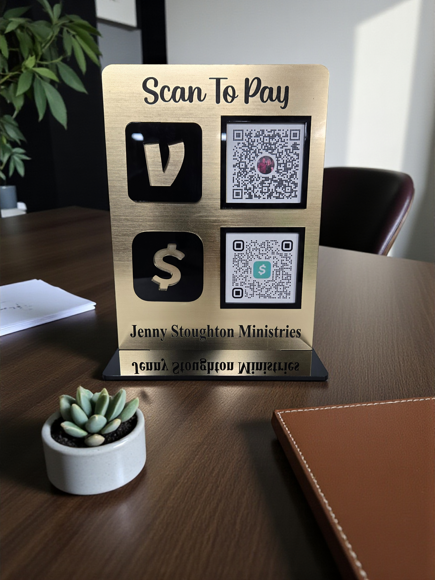 QR Code Business Sign, Social Media, Payment & Google Review Display, Small Business Counter Sign, Scan To Pay