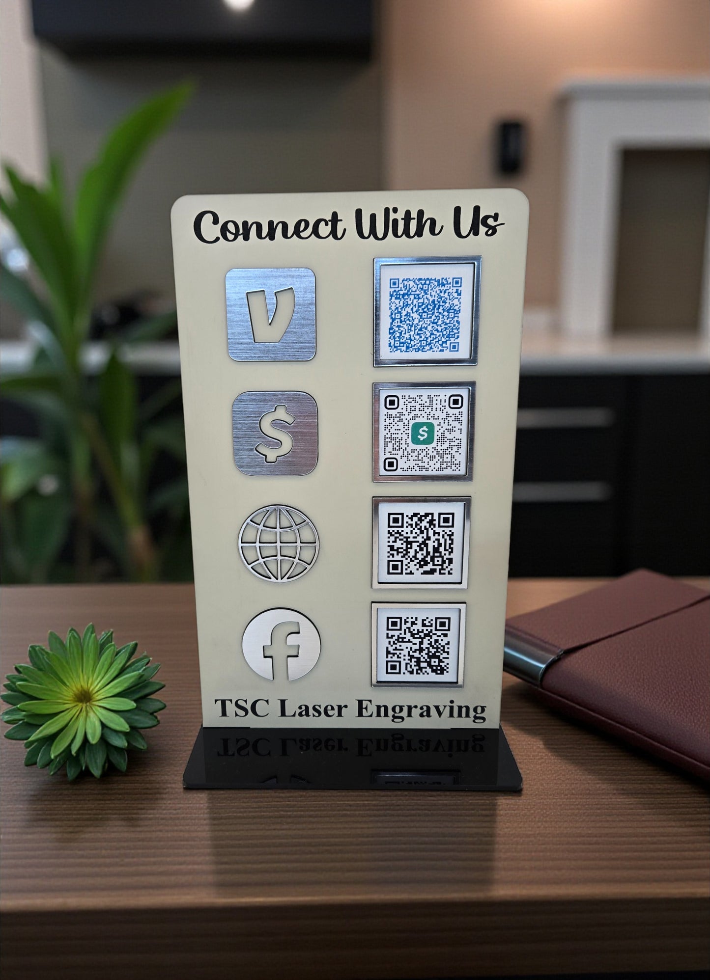 QR Code Business Sign, Social Media, Payment & Google Review Display, Small Business Counter Sign, Scan To Pay