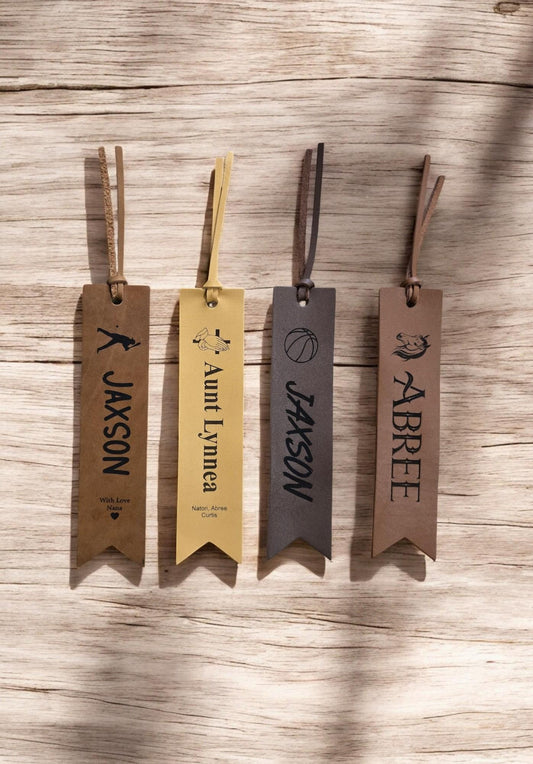 Personalized Leather Name Bookmark, Custom Engraved Leather Bookmark, Gift for Booklover, Grandchild Birthday Gift, Book Reading Enthusiast