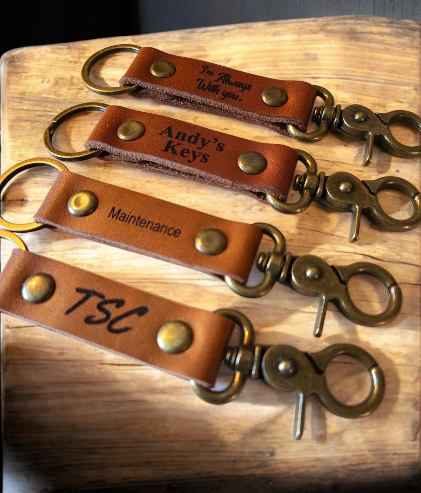 Personalized Leather Keychain, Custom Key fob, Leather keychain With Trigger Snap, Engraved Leather Keychain, Gift For Him, Wedding Gift