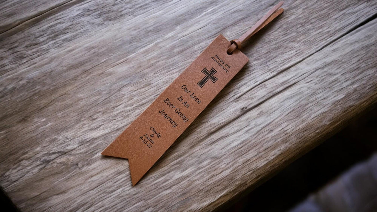 3rd Year Leather Anniversary Bookmark, Personalized Leather Bookmark, Leather Anniversary, Custom Leather Bookmark, 3 Year Anniversary Gift