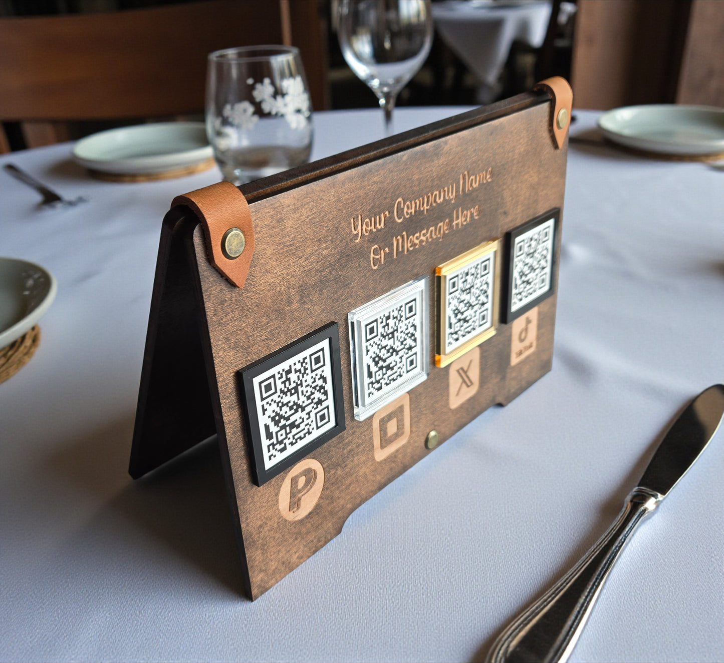 QR Code Business Sign, Social Media, Payment & Google Review Display, Small Business Counter Sign, Scan To Pay