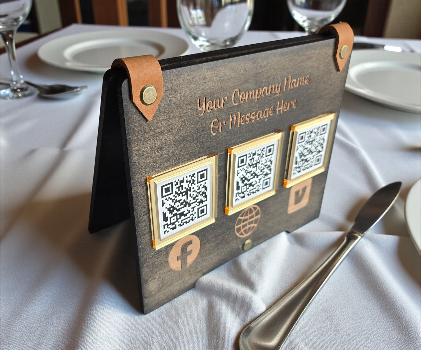 QR Code Business Sign, Social Media, Payment & Google Review Display, Small Business Counter Sign, Scan To Pay