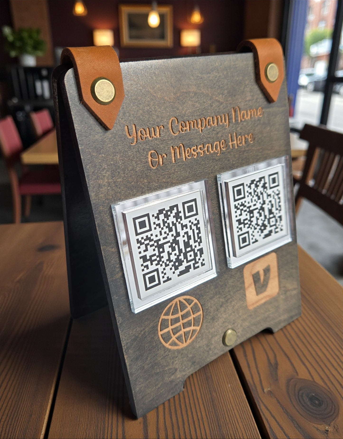 QR Code Business Sign, Social Media, Payment & Google Review Display, Small Business Counter Sign, Scan To Pay